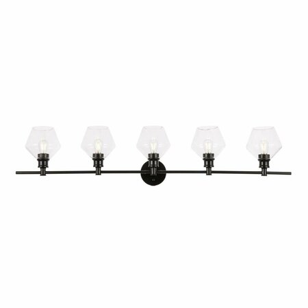 CLING Gene 5 Light Black & Clear Glass Wall Sconce CL2955571